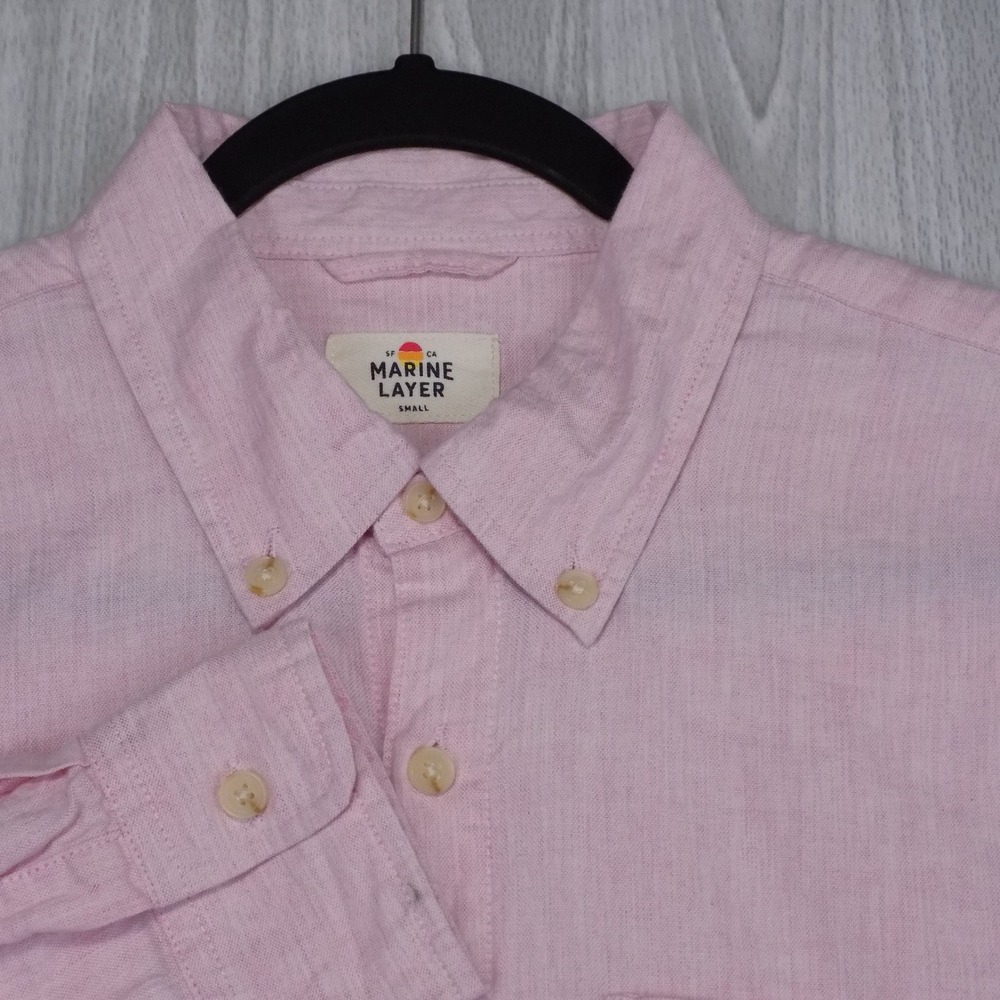 Marine Layer Button-Down Shirt Mens Small Pink Stretch Preppy Casual Light EUC